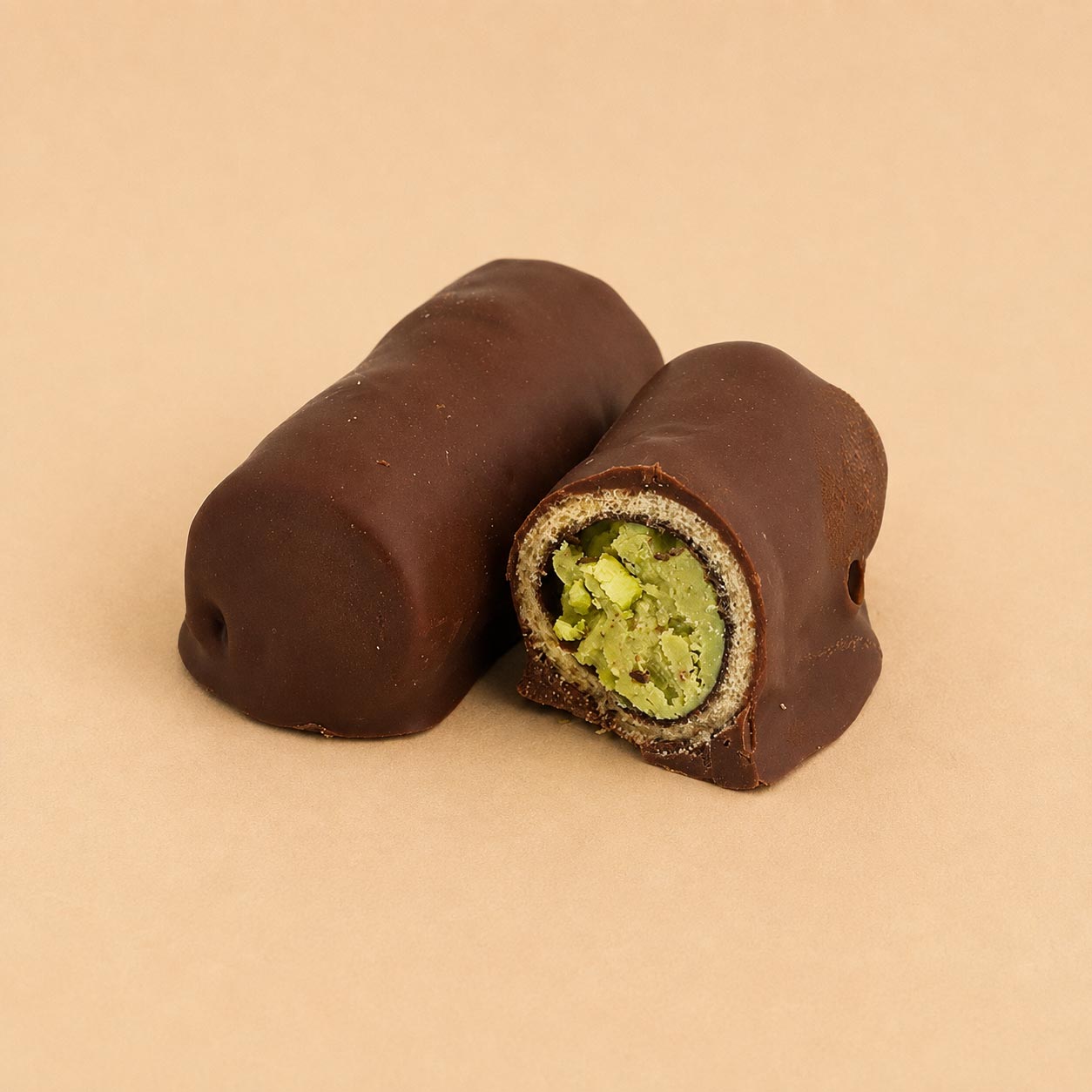 PISTACHIO CROQUANT ROCHER Wafer Roll Filled in with Pistachio Nutella enrobed with chocolate